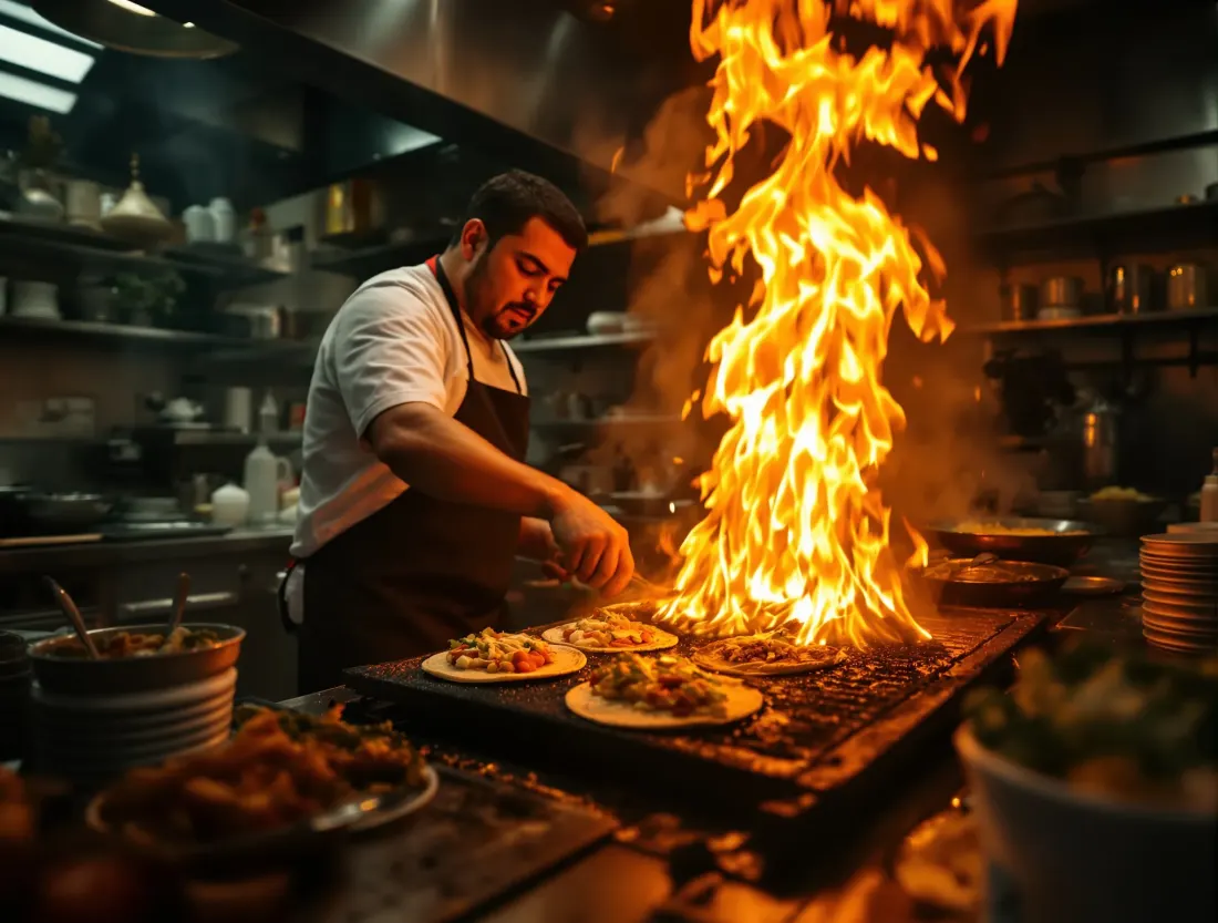 Over open flame
